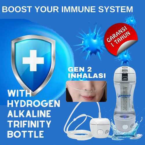 Bantu perkuat imunitas daya tahan antibodi tubuh lawan virus dengan botol gen2 hidrogen alkali inhaler