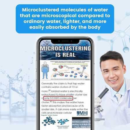 Trifinity hydrogen alkaline generator produce micro-cluster water like Zamzam Lourdes Milagros water to remove body waste and plaque deposits to prevent and cure more than 170 critical illnesses