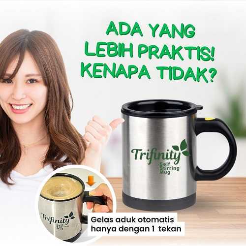 Trifinity Gelas Aduk Otomatis Kopi Mixer Sendiri Self Stirring Mug Coffee